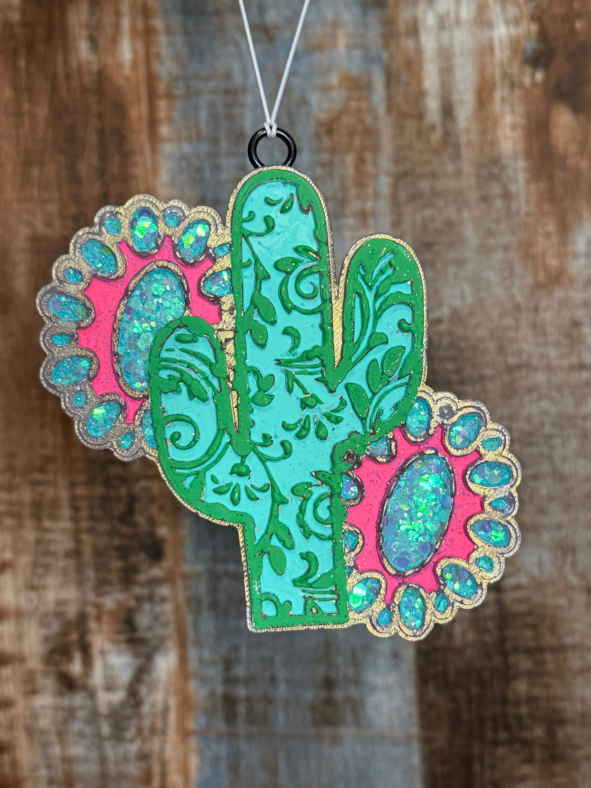 Turquoise Cactus Car Freshie | Pink Western Air Freshener | White Tea Scent