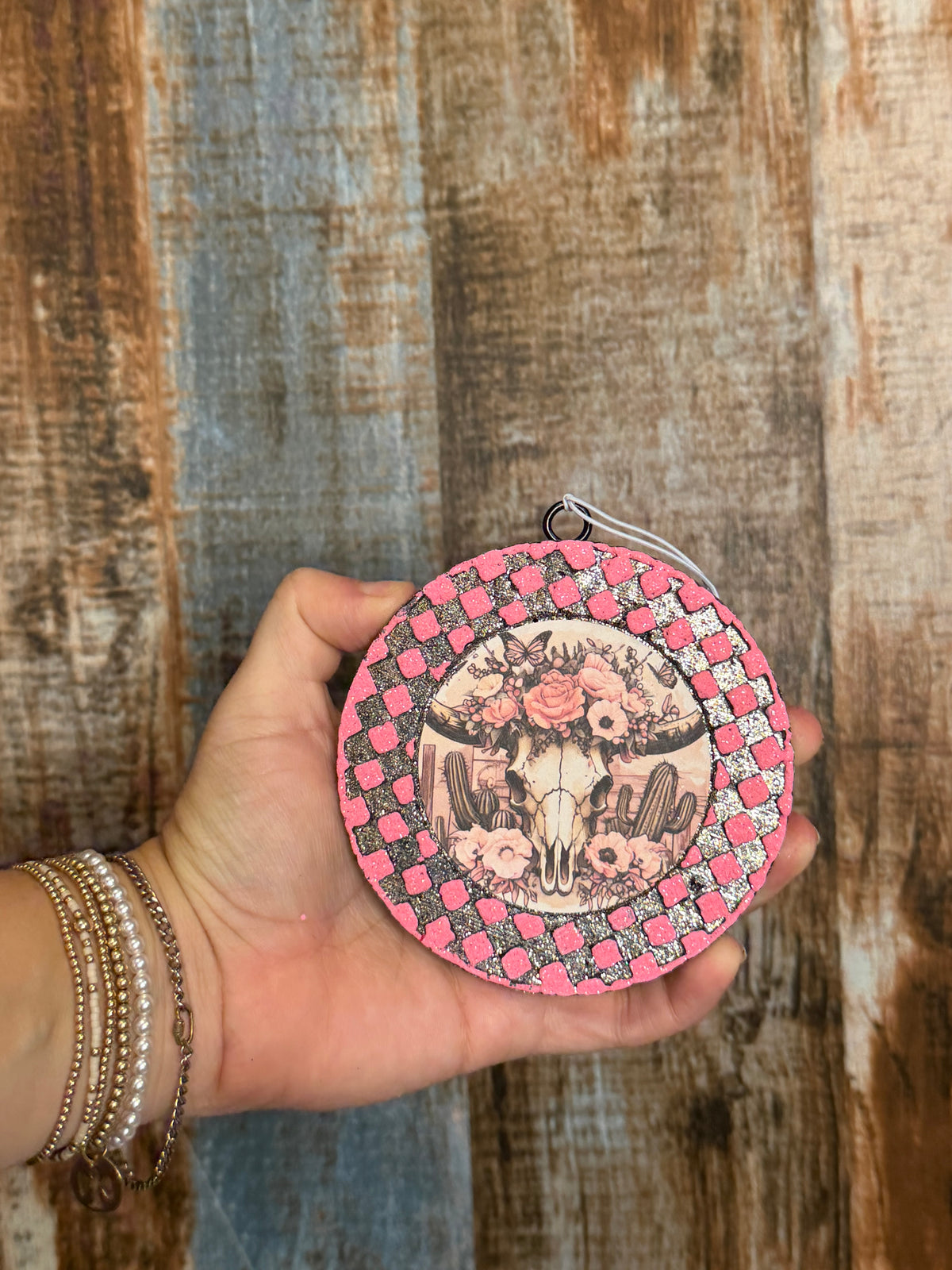 Pink Western Cow Skull Car Freshie | Black Sea Scent