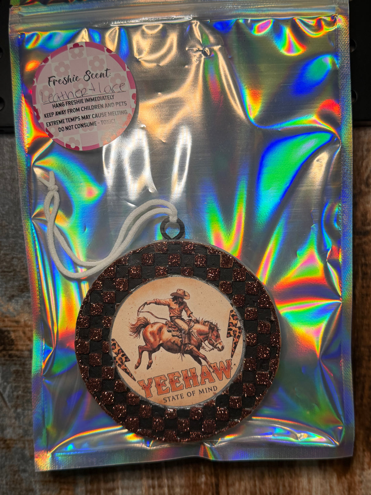 Yeehaw State of Mind Car Freshie | Leather & Lace Scent | Western Car Air Freshener