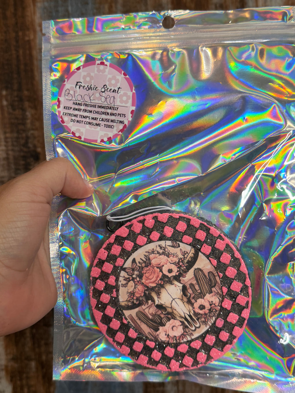 Pink Western Cow Skull Car Freshie | Black Sea Scent