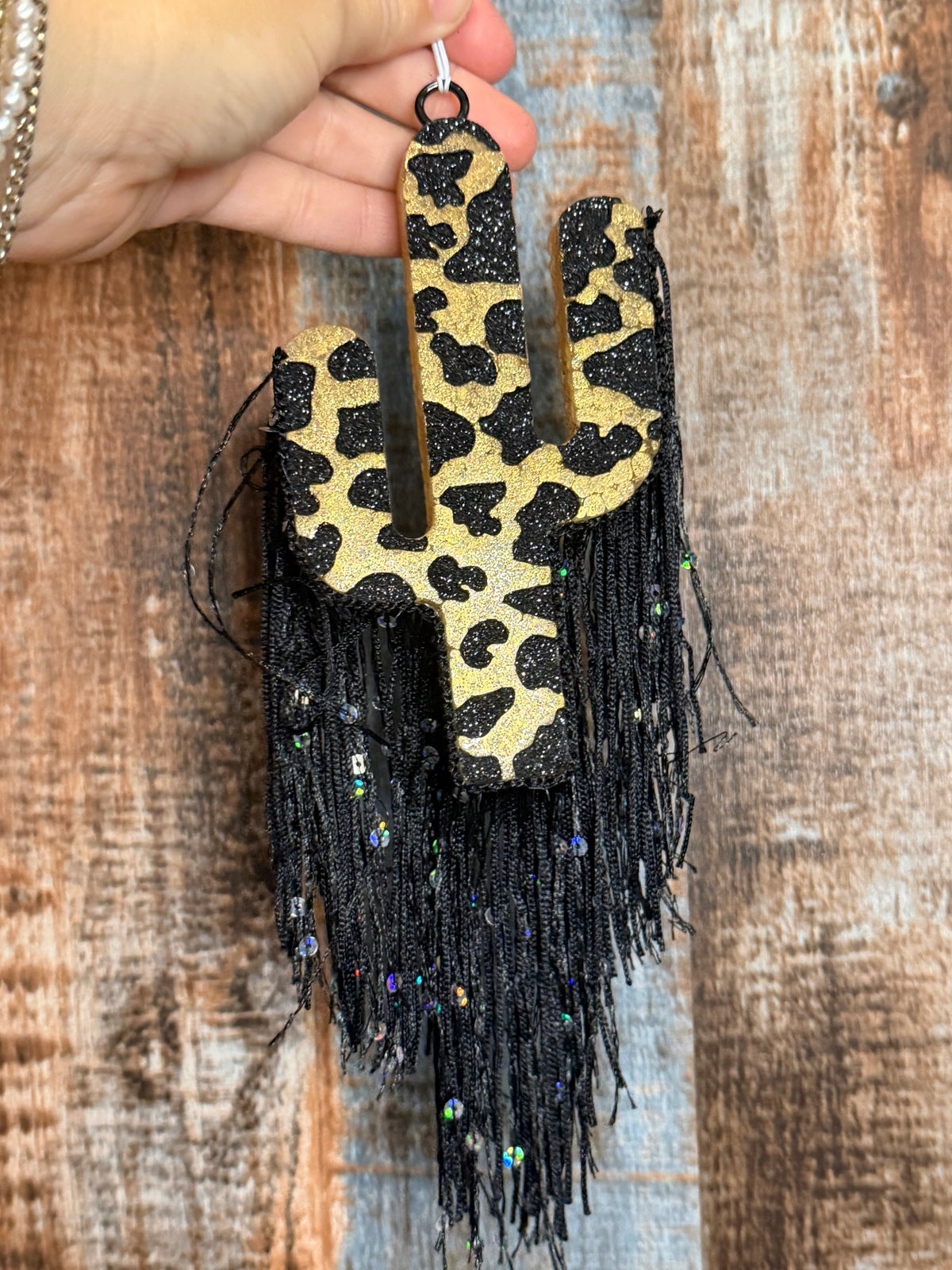 Leopard Cactus Car Freshie with Fringe | Western Cowgirl Air Freshener | Clean Cotton Scent
