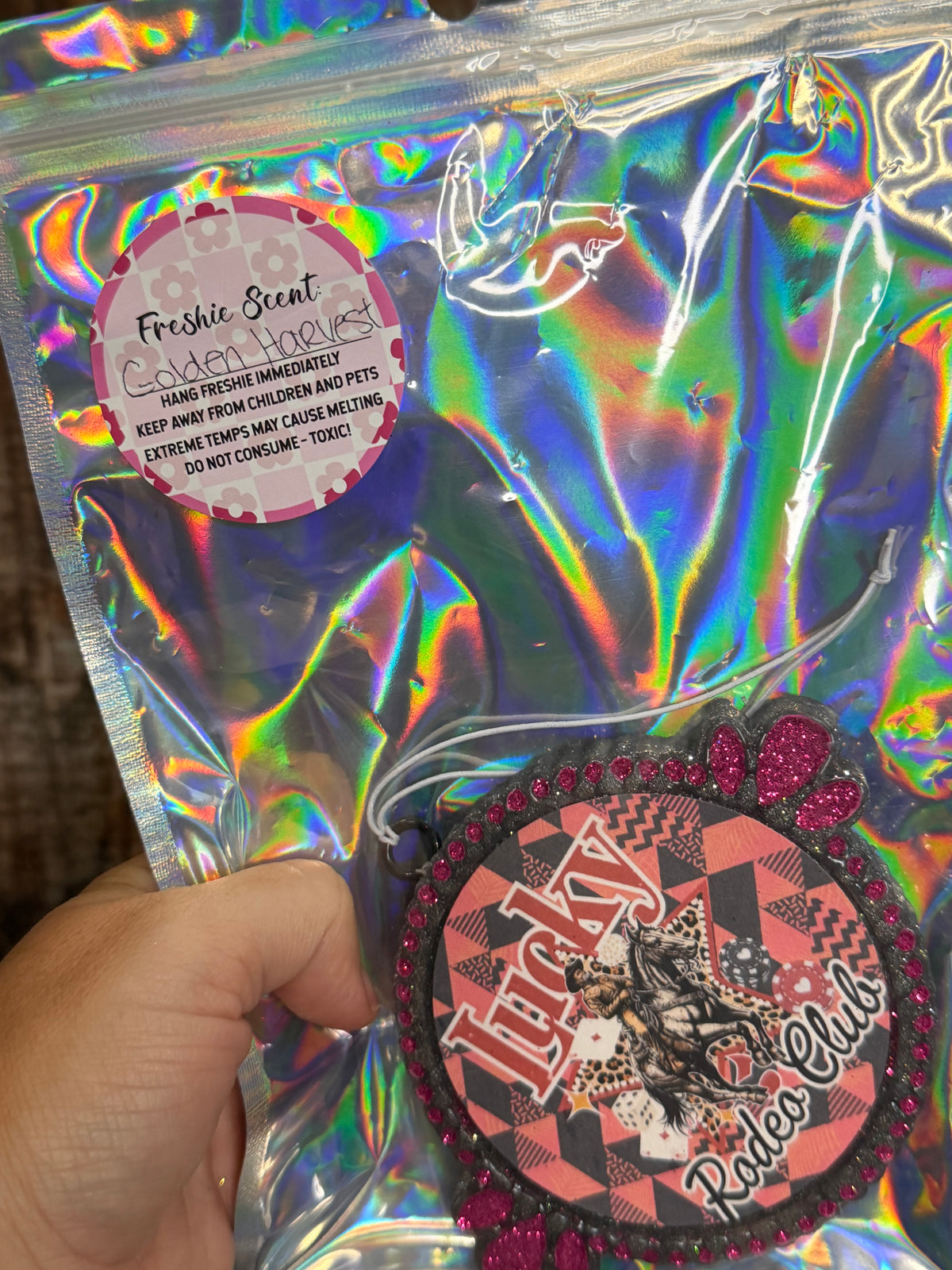 Lucky Rodeo Club Western Car Freshie | Golden Harvest Scent | Cowgirl Air Freshener