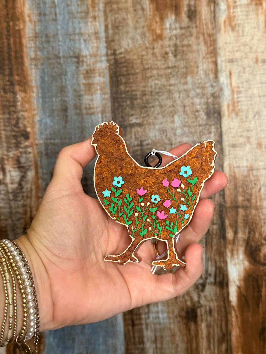 Floral Chicken Car Freshie | Lavender Scent | Country Farmhouse Air Freshener