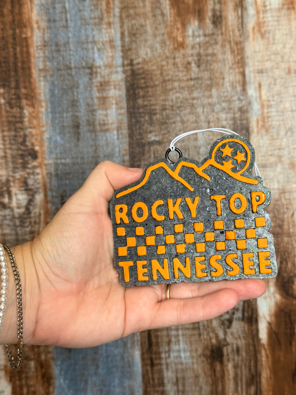 Rocky Top Tennessee Checkered Car Freshie | Black Ice Scent