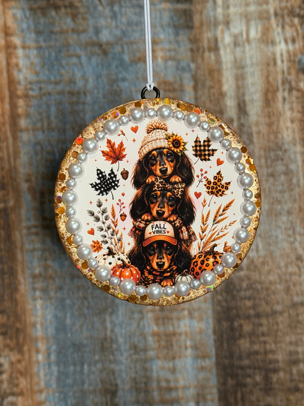 Fall Dachshund Car Freshie | Cute Fall Dog Air Freshener | Magnolia Moon Scent