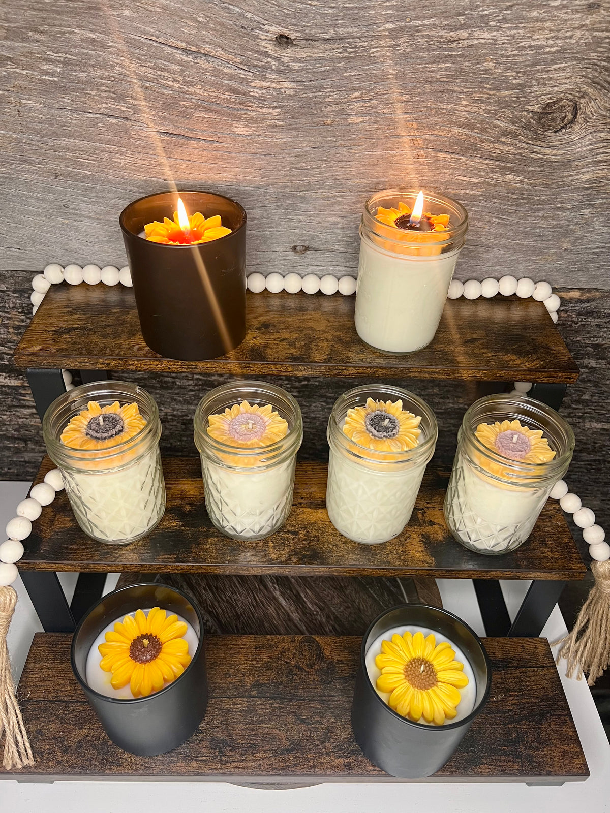 Sunflower | 8 oz Rustic Glass Jar Candle