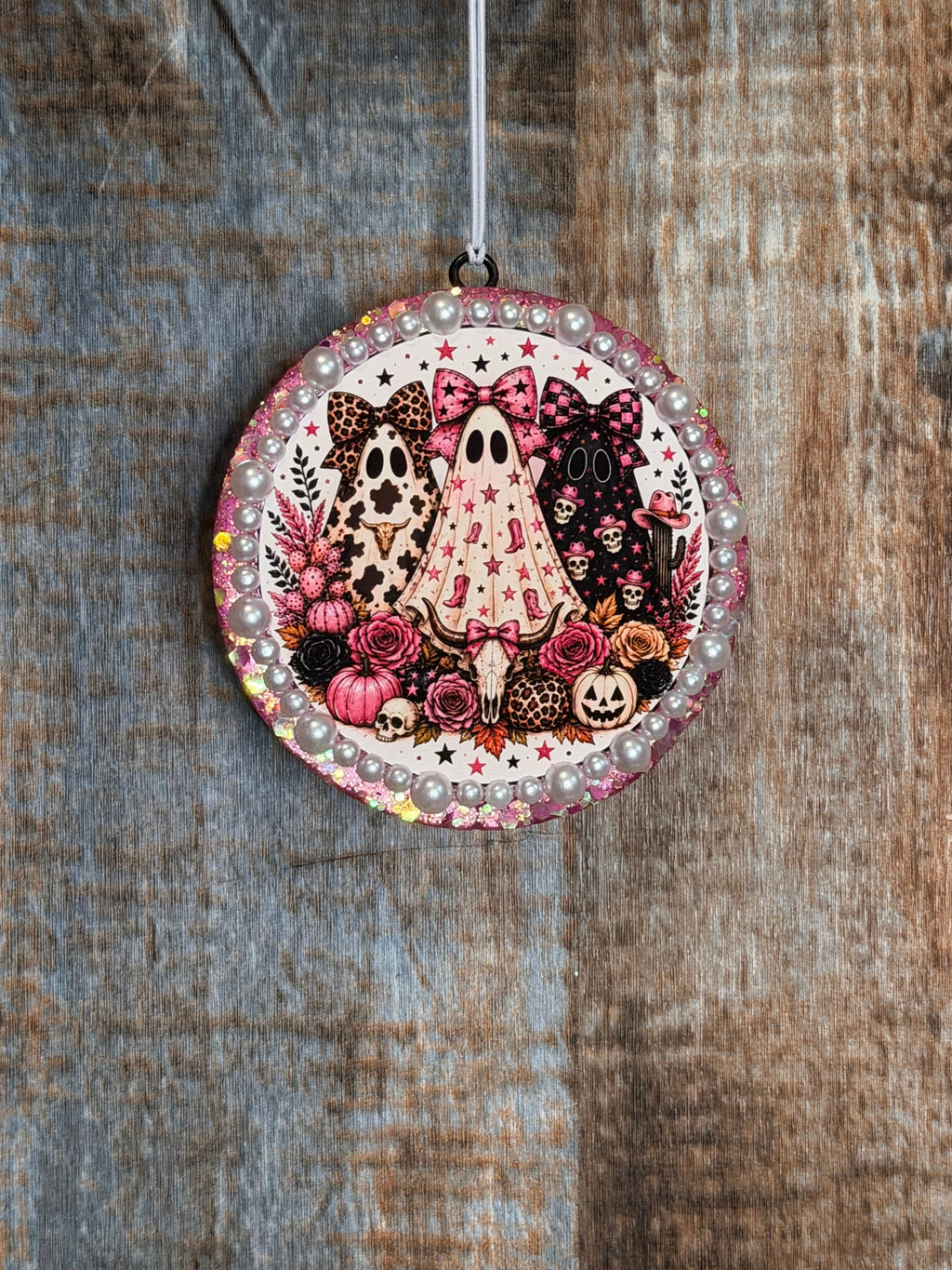 Pink Western Halloween Car Freshie | Cowgirl Ghost Air Freshener | Harvest Pipe Scent