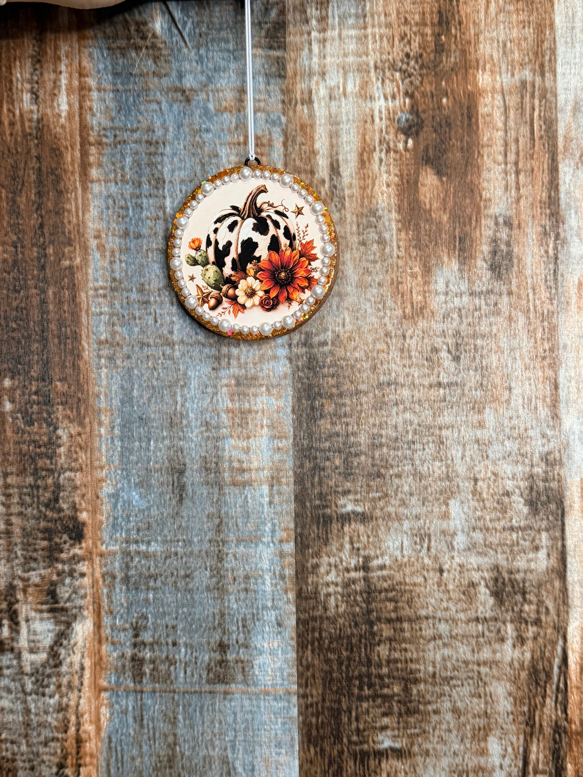 Cow Print Pumpkin Car Freshie | Fall Floral Pumpkin Design | Lavender Scent