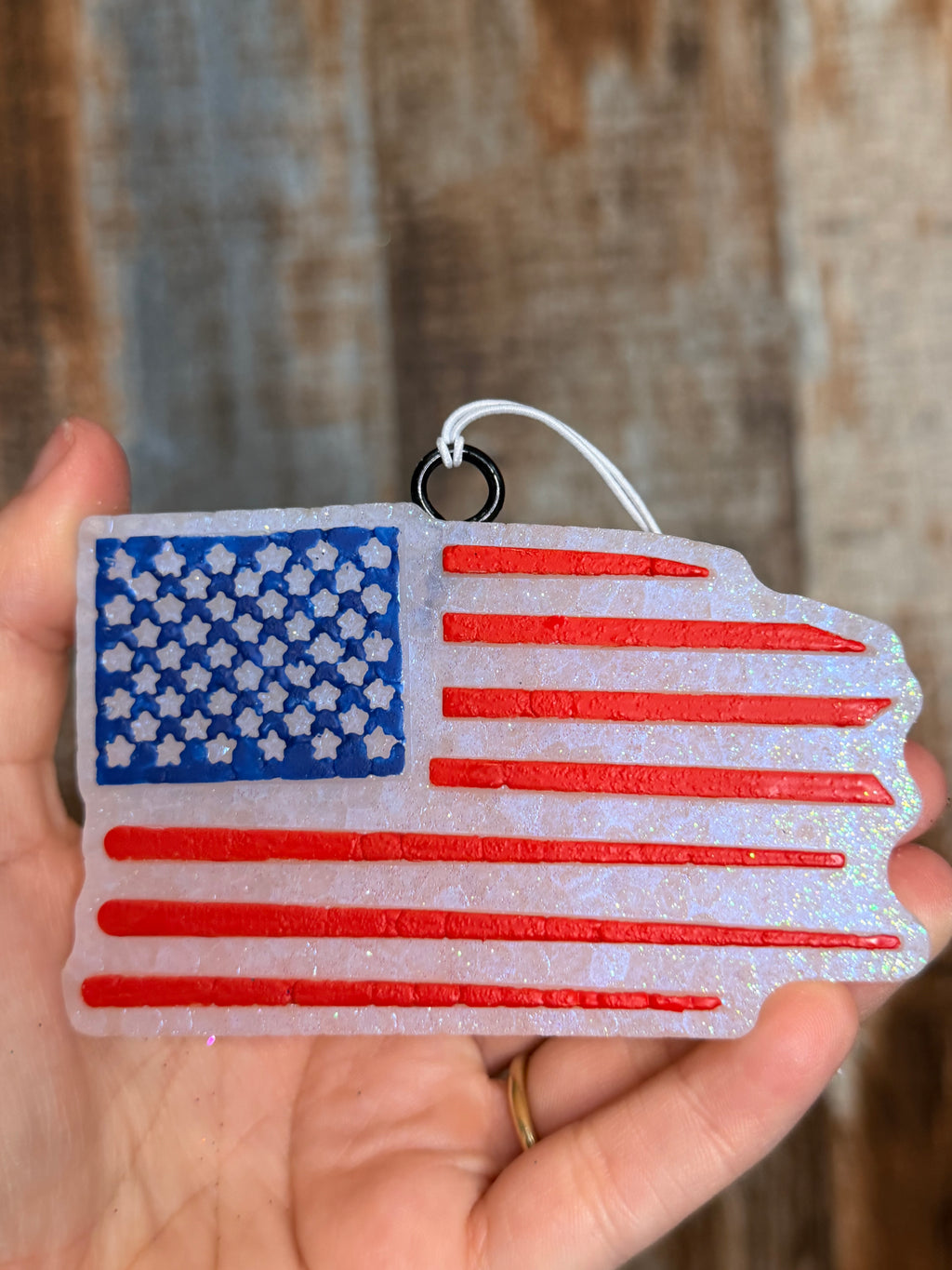 American Flag Car Freshie | Leather Scent