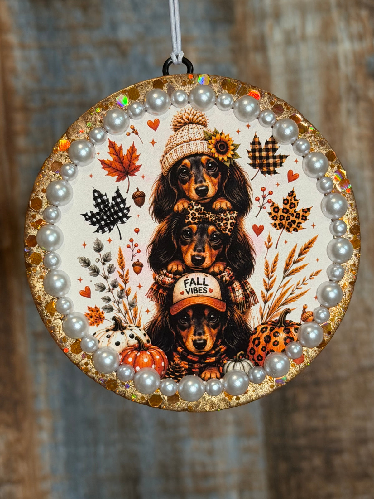 Fall Dachshund Car Freshie | Cute Fall Dog Air Freshener | Magnolia Moon Scent