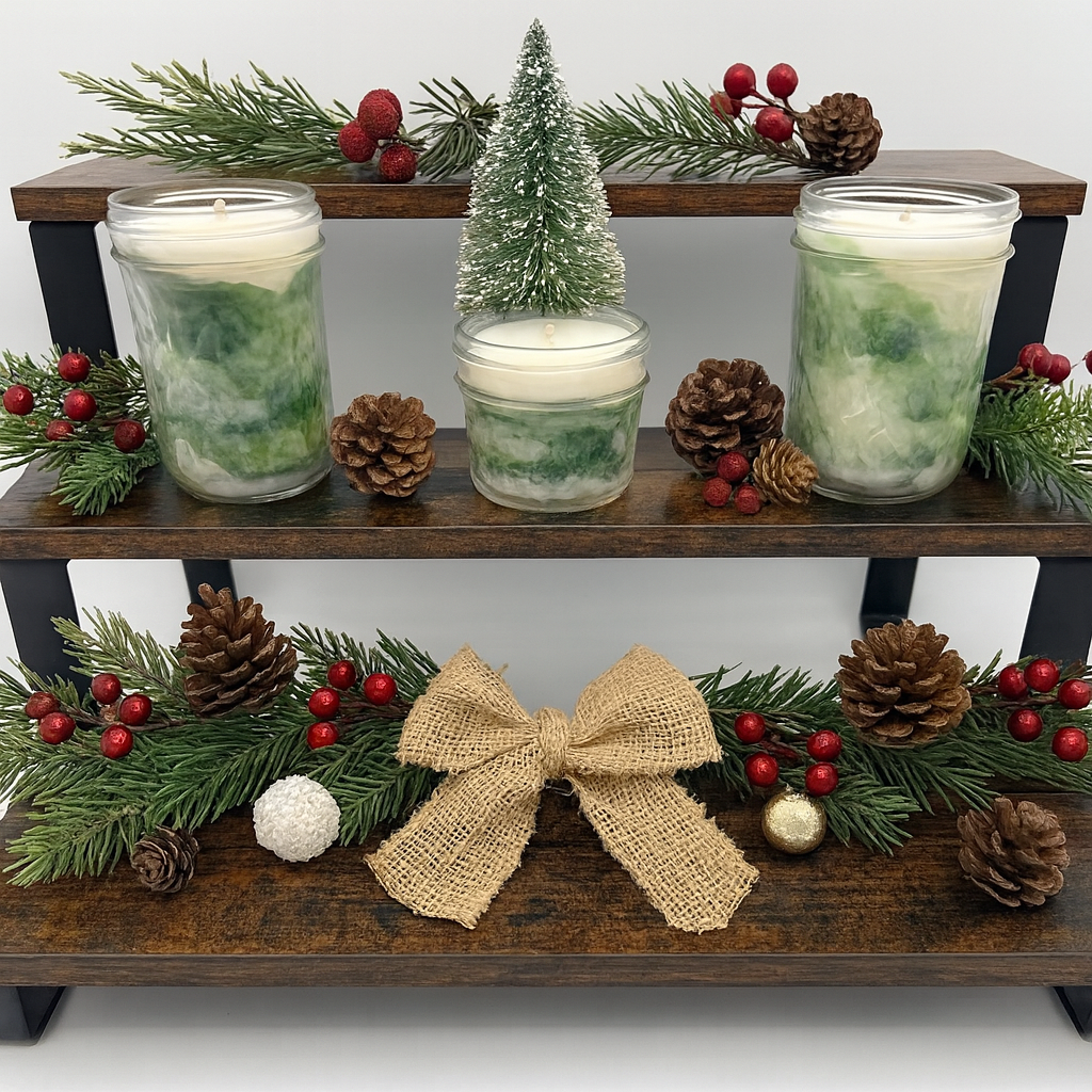 Rustic Holiday Candle Set | Mason Jar Candles | Farmhouse Christmas Decor