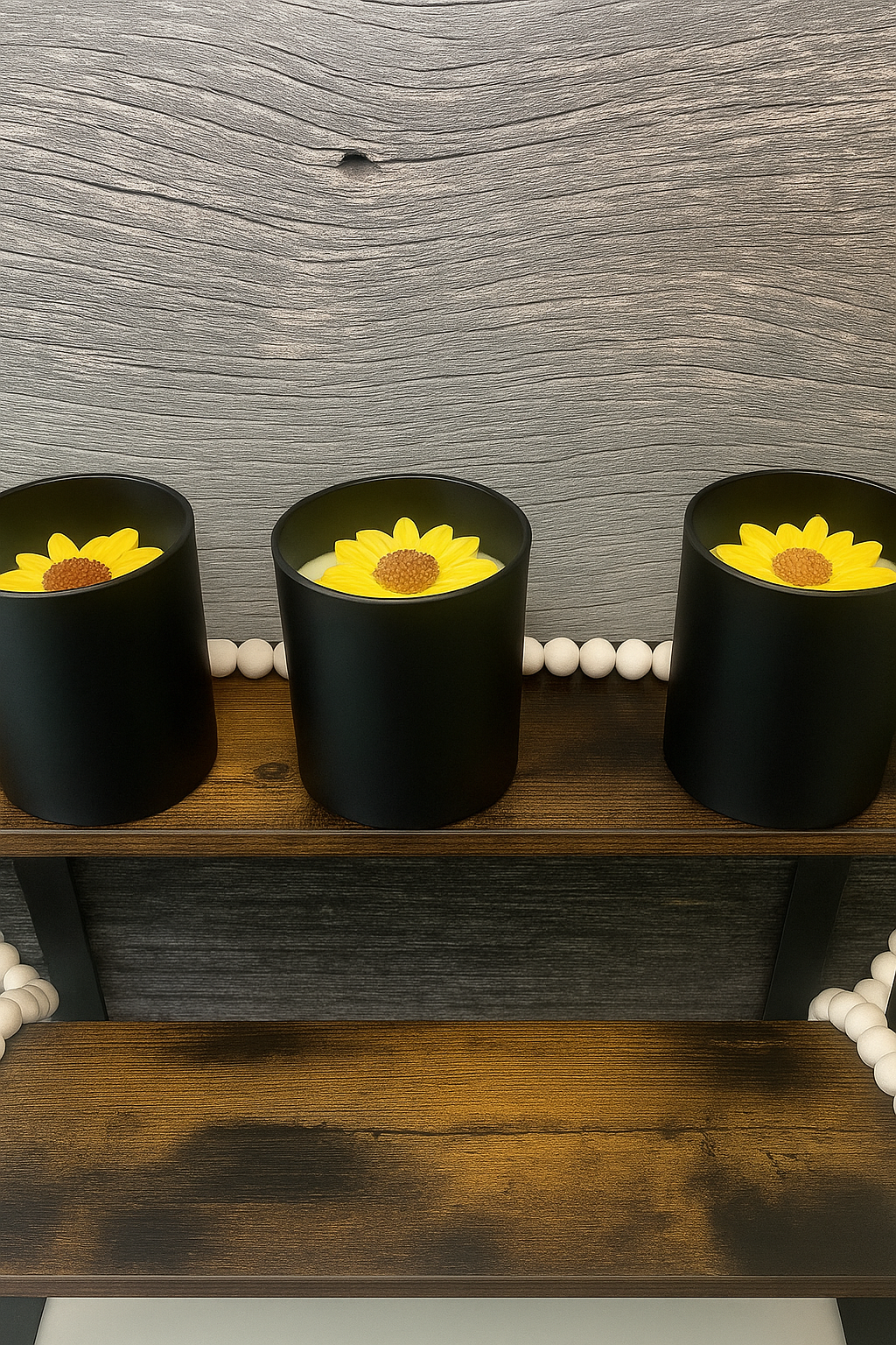 8 oz Black Jar Sunflower Wickless Candle