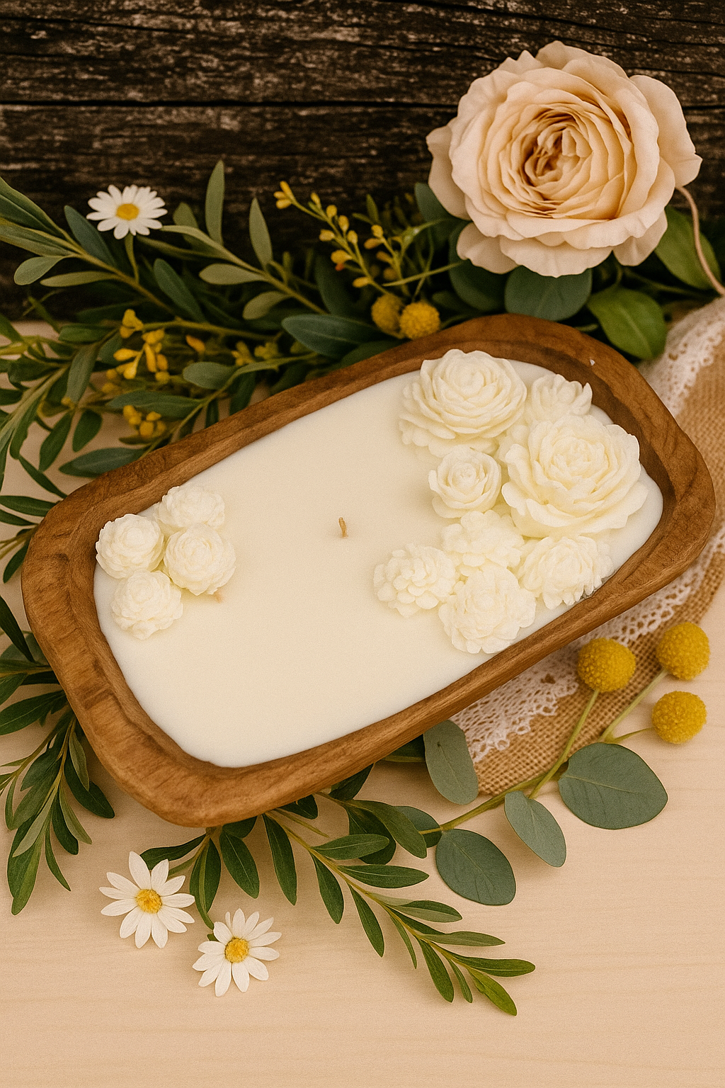 Rustic Dough Bowl Candle – 20 oz Hand-Poured Soy Wax
