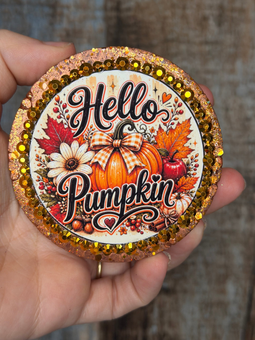 Hello Pumpkin Car Freshie | Pumpkin Caramel Latte Scent | Fall Pumpkin Air Freshener | Autumn Car Decor | Fall Freshie