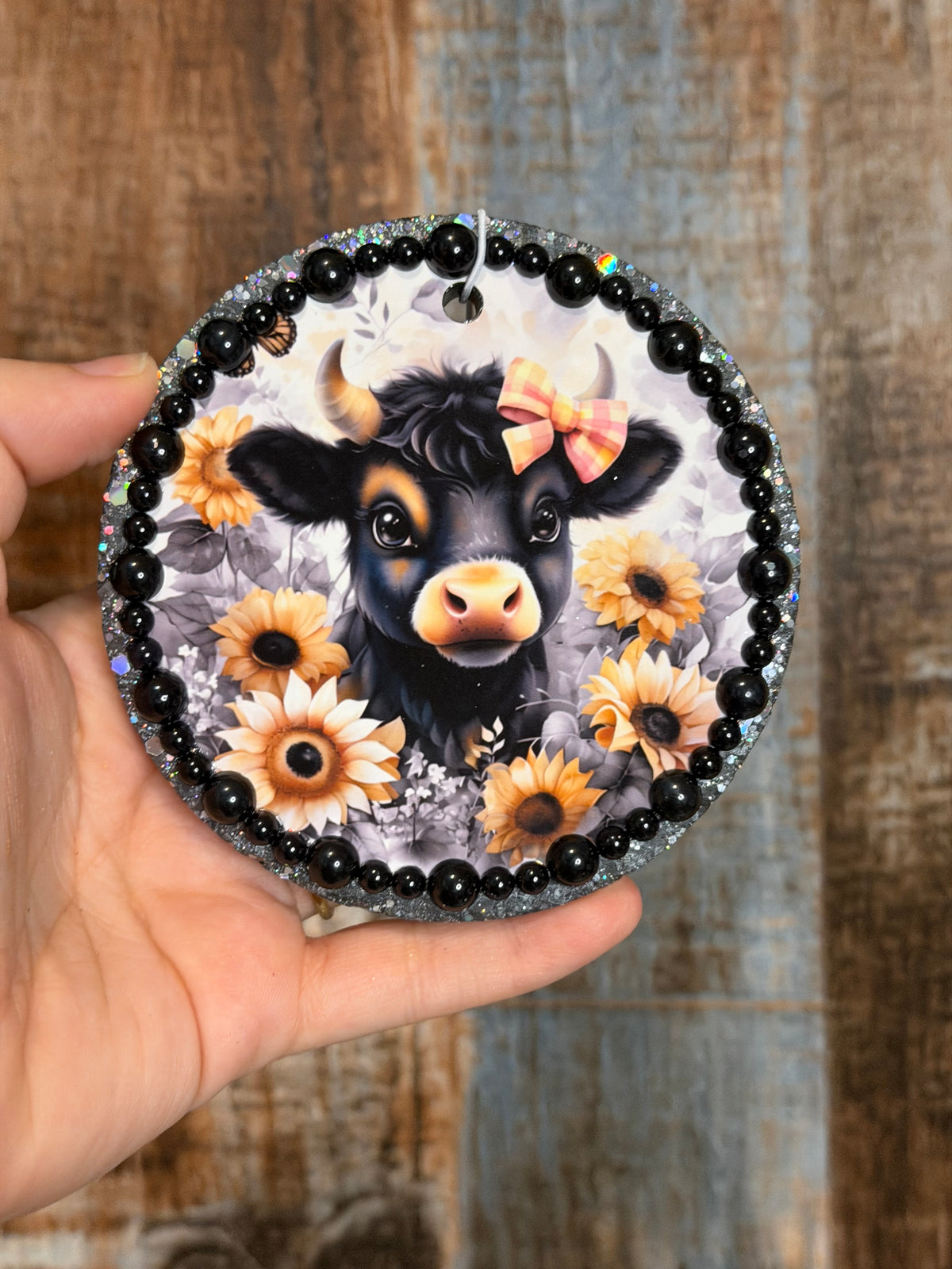 Sunflower Highland Cow Car Freshie – Leather & Lace