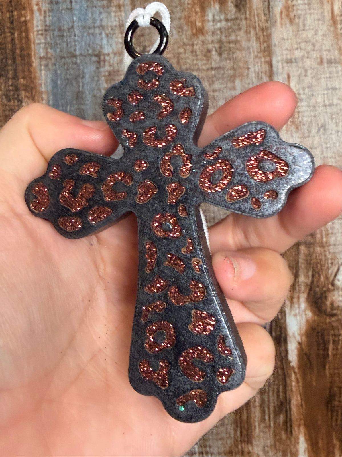 Leopard Cross Car Freshie | Black Ice Scent