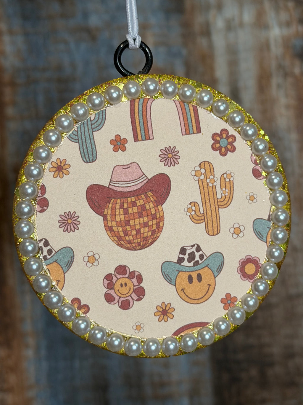 Western Cowgirl Car Freshie | Retro Smiley Cactus Air Freshener | Watermelon Jolly Rancher Scent
