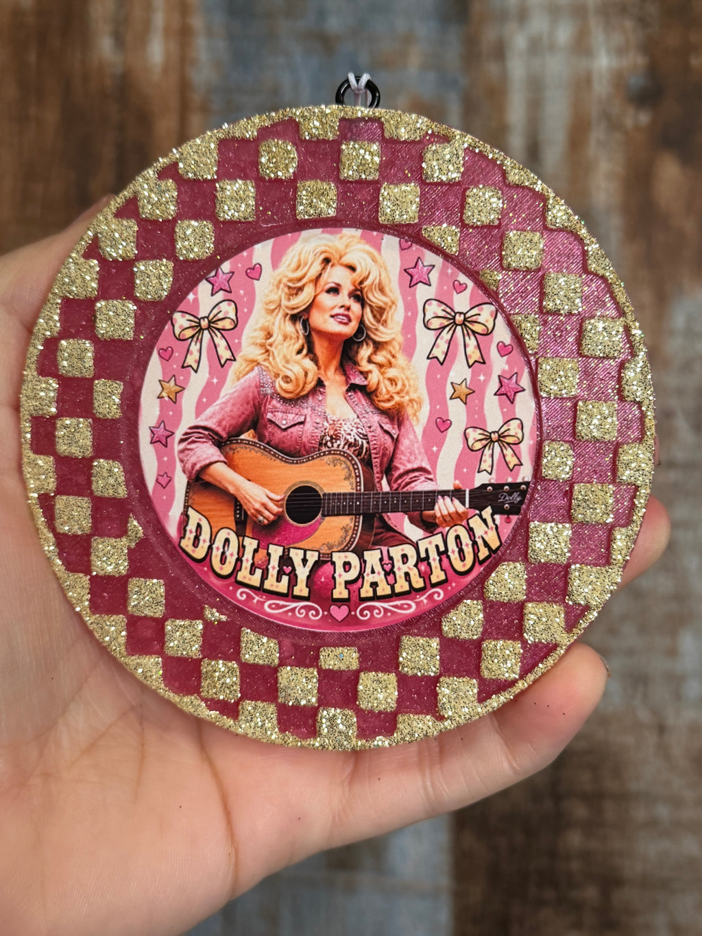 Dolly Parton Car Freshie | Pink & Gold Glitter Country Air Freshener | Belle Scent
