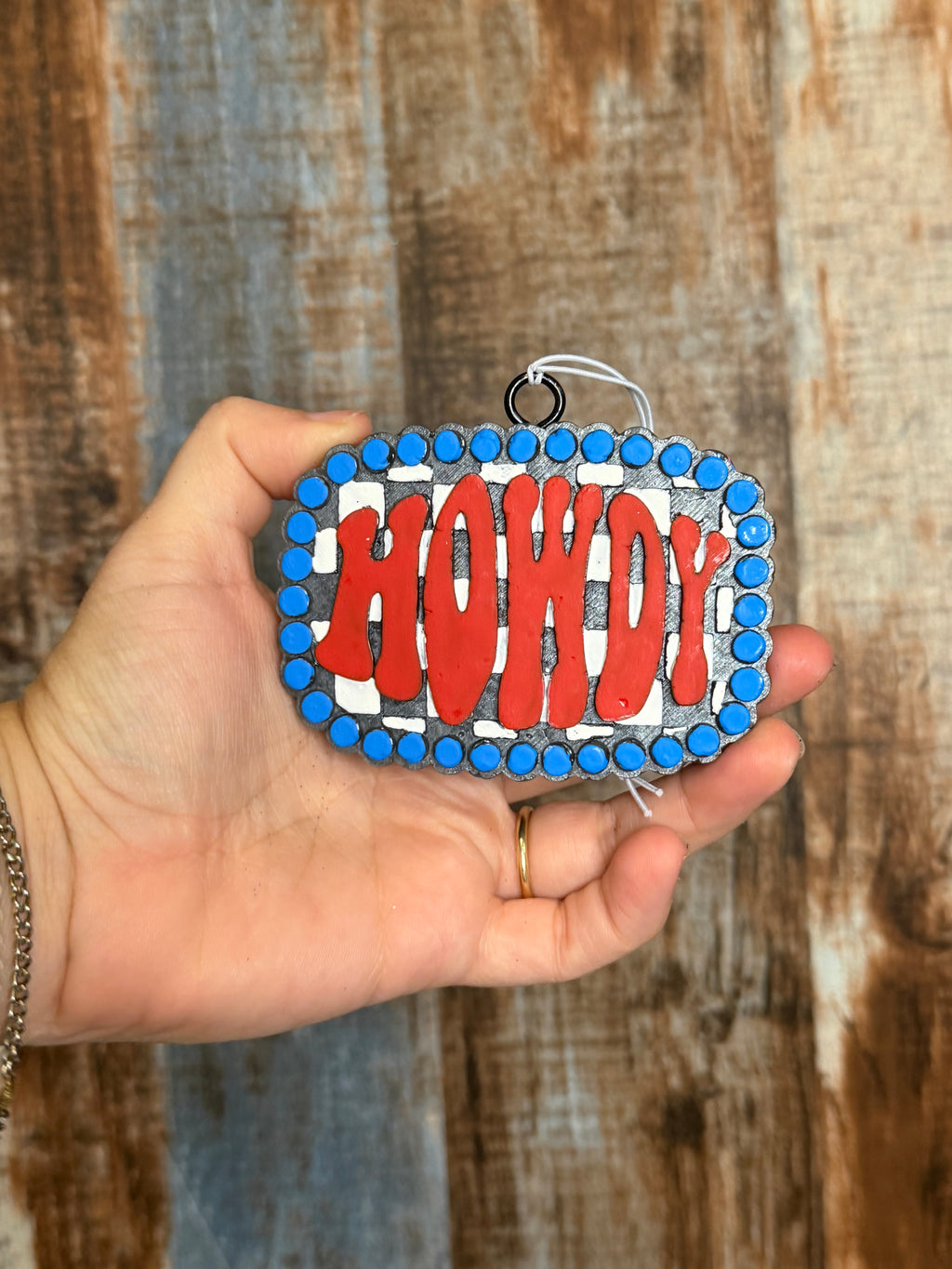 Howdy Car Freshie | Leather Scent | Western Checkerboard Air Freshener