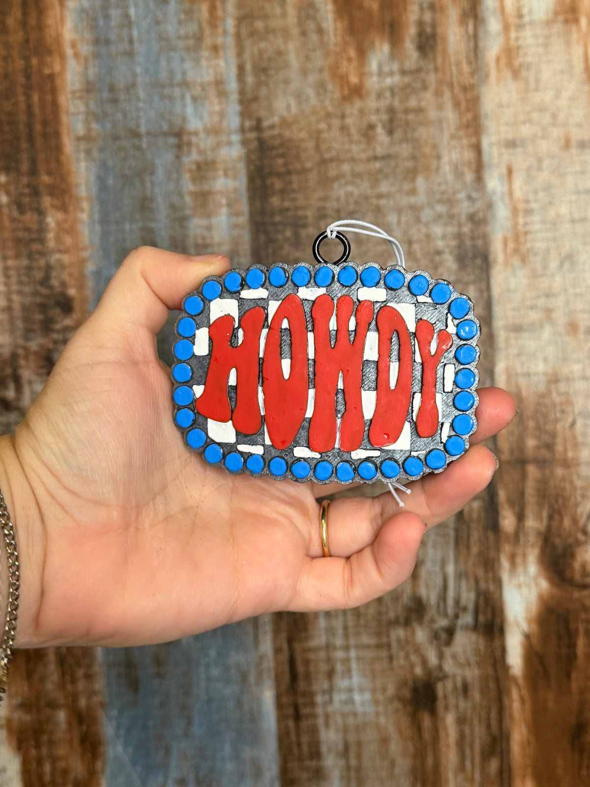 Howdy Car Freshie | Leather Scent | Western Checkerboard Air Freshener