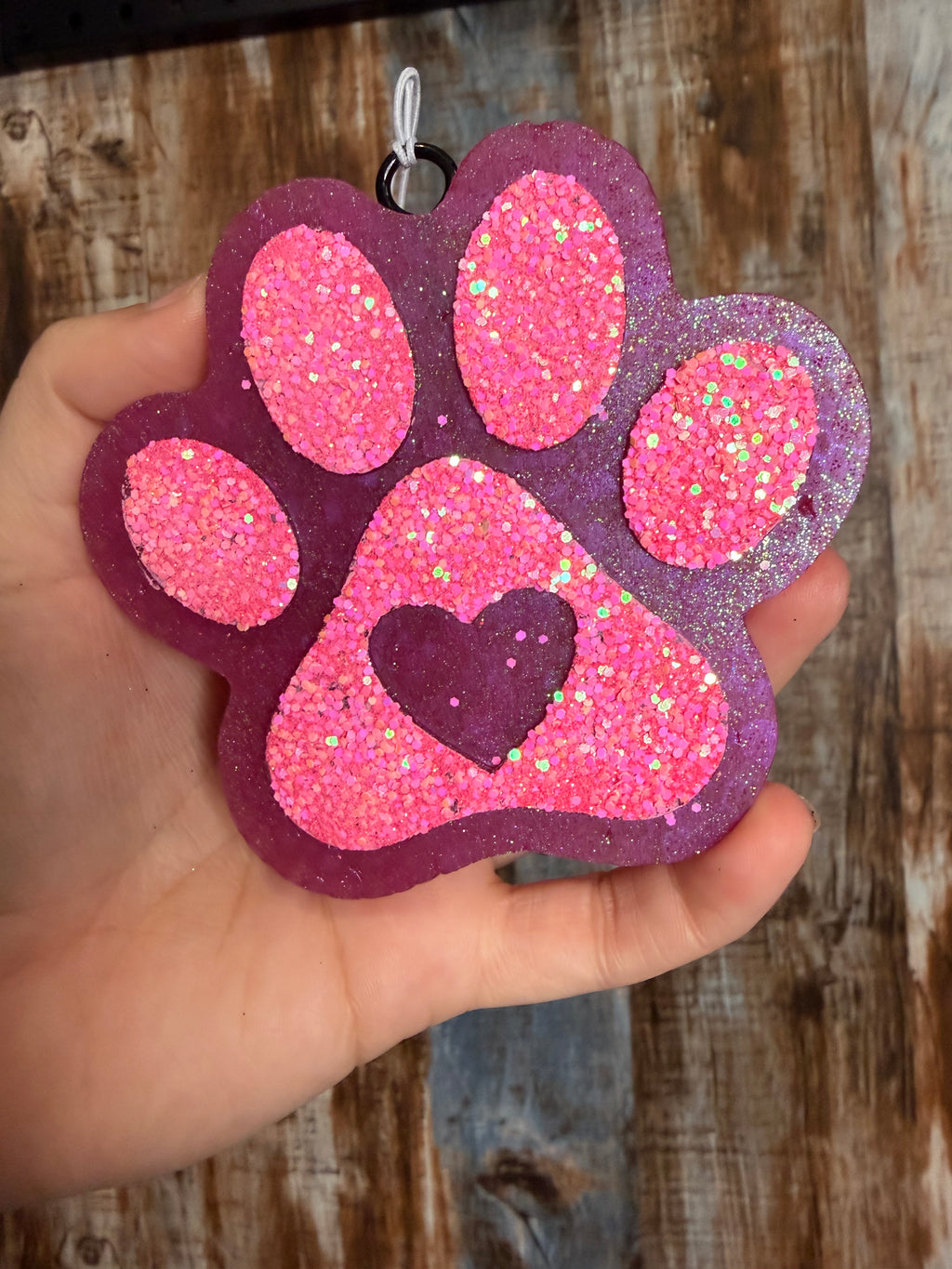 Pink Paw Print Car Freshie | Driftwood & Hide Scent | Pet Lover Air Freshener