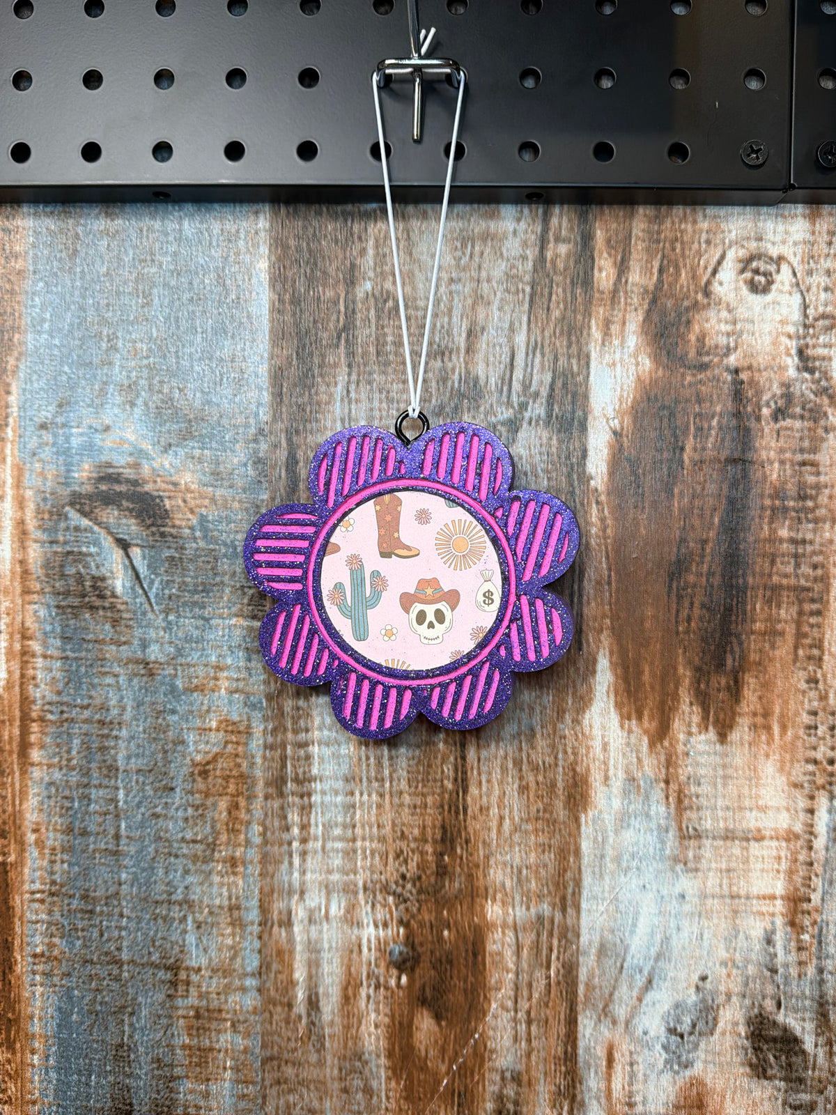 Retro Western Skull Car Freshie – Pumpkin Spice Scent | Cowgirl Halloween Air Freshener