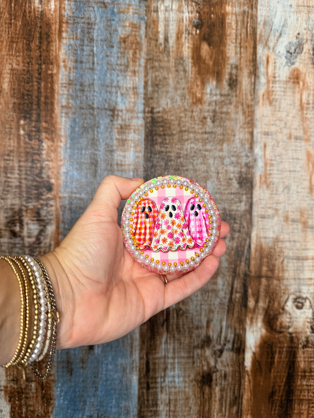 Pink Ghost Car Freshie | Pumpkin Spice Scent | Cute Halloween Car Air Freshener | Floral Ghost Freshie | Girly Spooky Car Decor