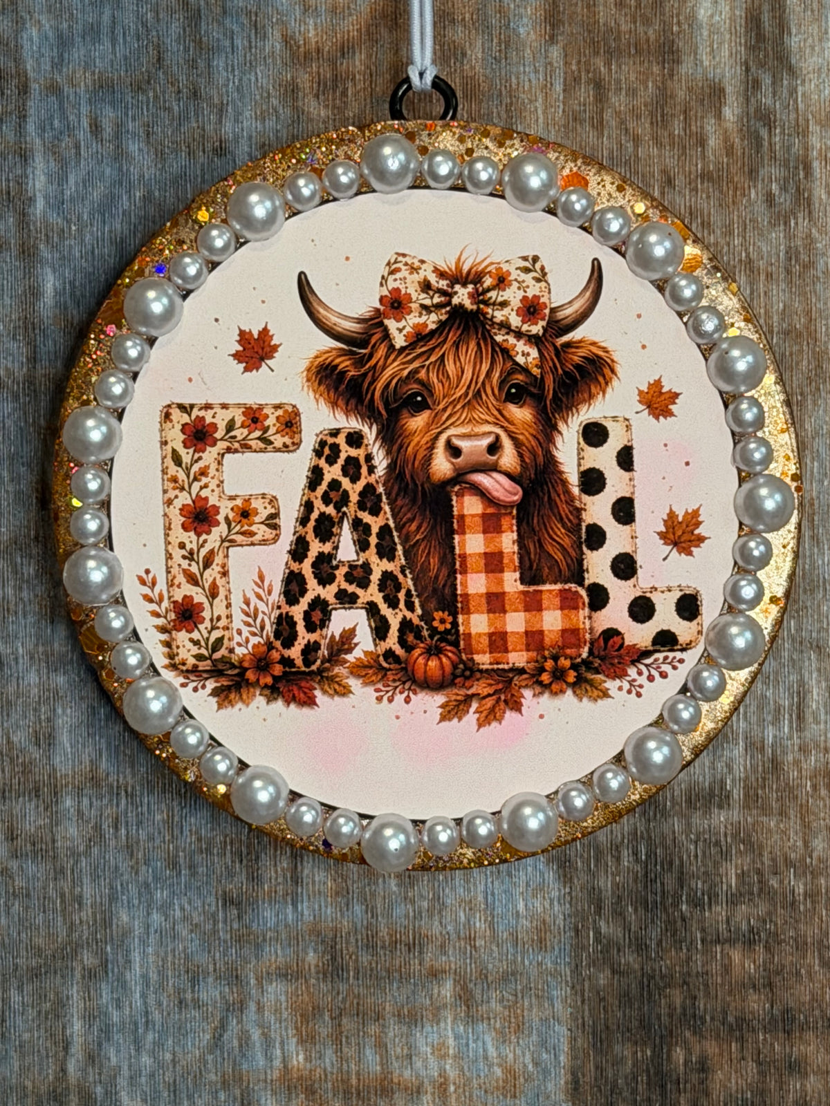 Fall Highland Cow Car Freshie | Leopard FALL Cow Air Freshener | Black Sea Scent