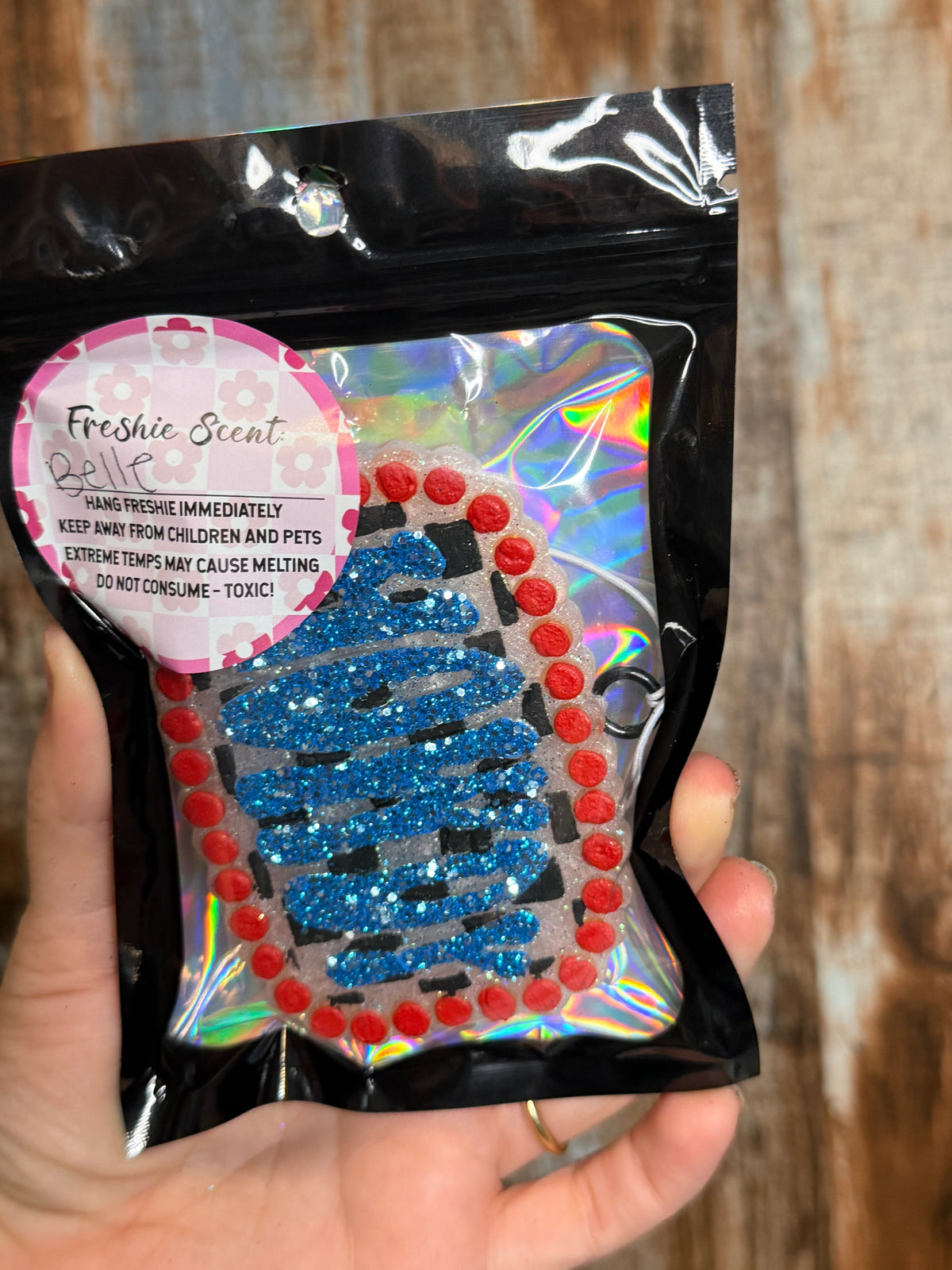 Howdy Car Freshie | Belle Scent | Glitter Western Checkerboard Air Freshener