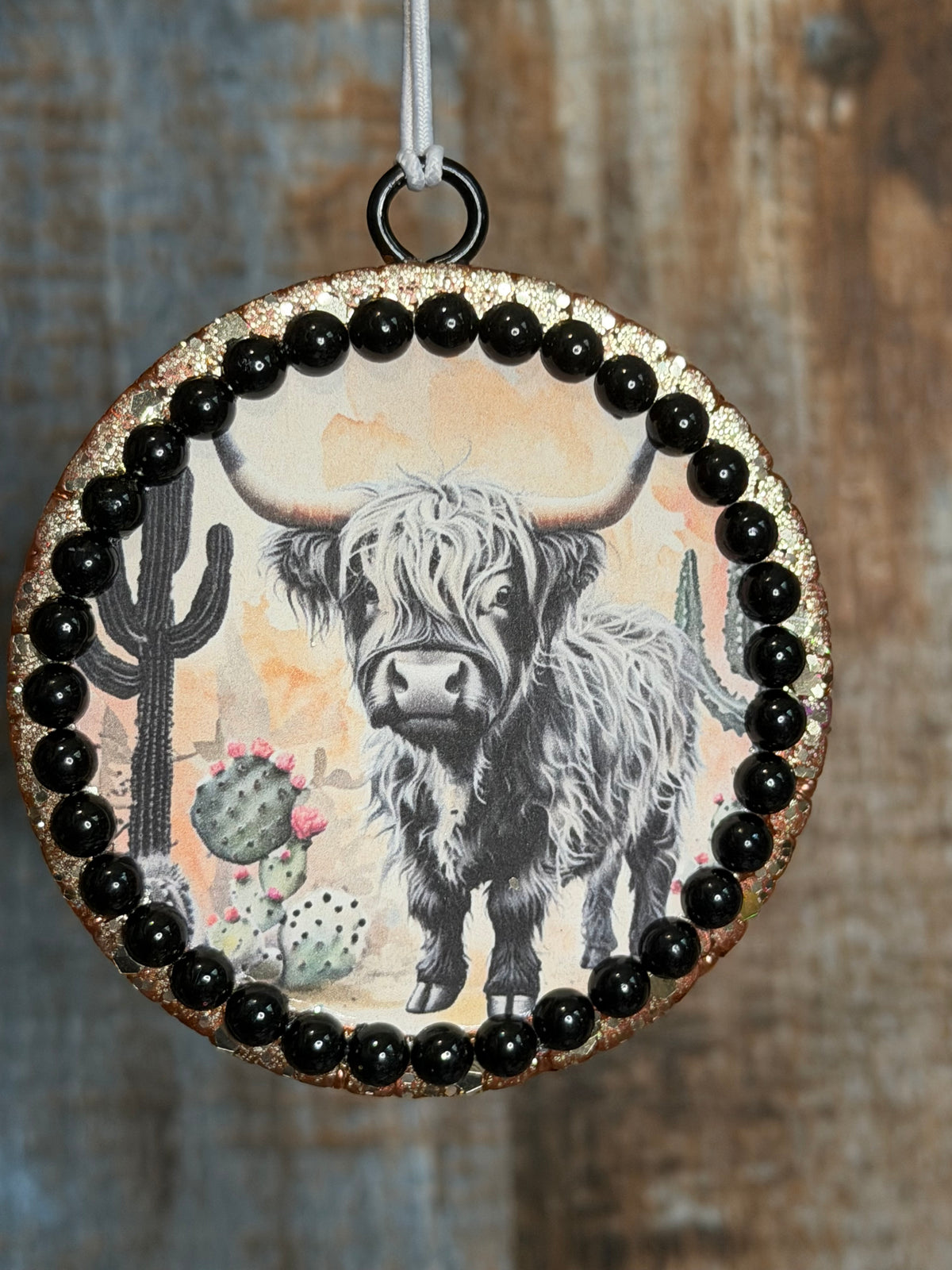Highland Cow Car Freshie | Western Cactus Air Freshener | Birthday Cake Scent