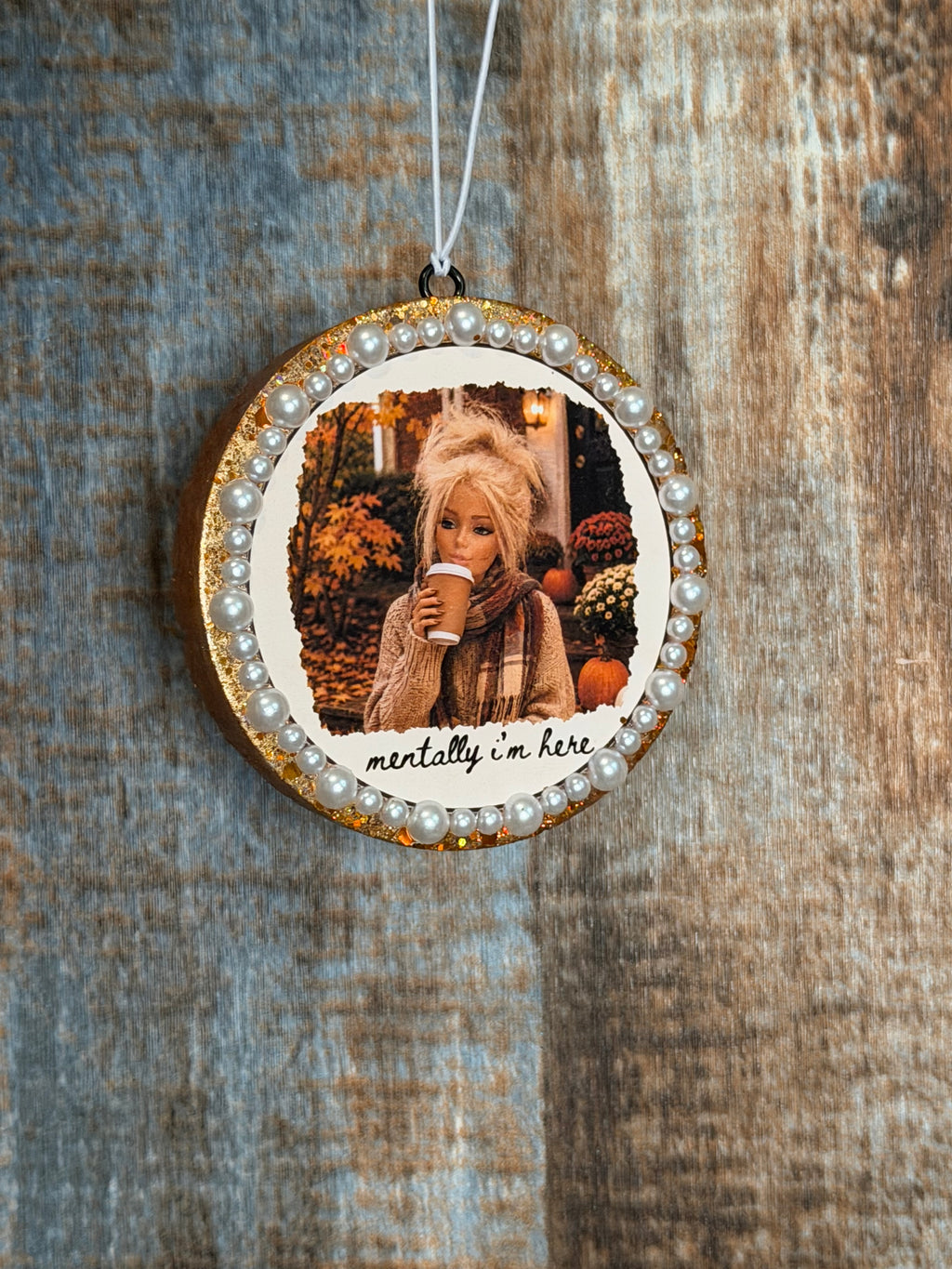 Cozy Fall Car Freshie | Mentally I’m Here Autumn Coffee Design | Birthday Cake Scent