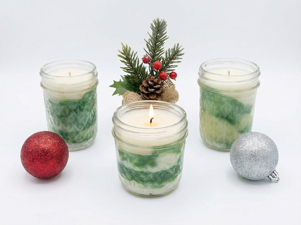 Rustic Holiday Candle Set | Mason Jar Candles | Farmhouse Christmas Decor