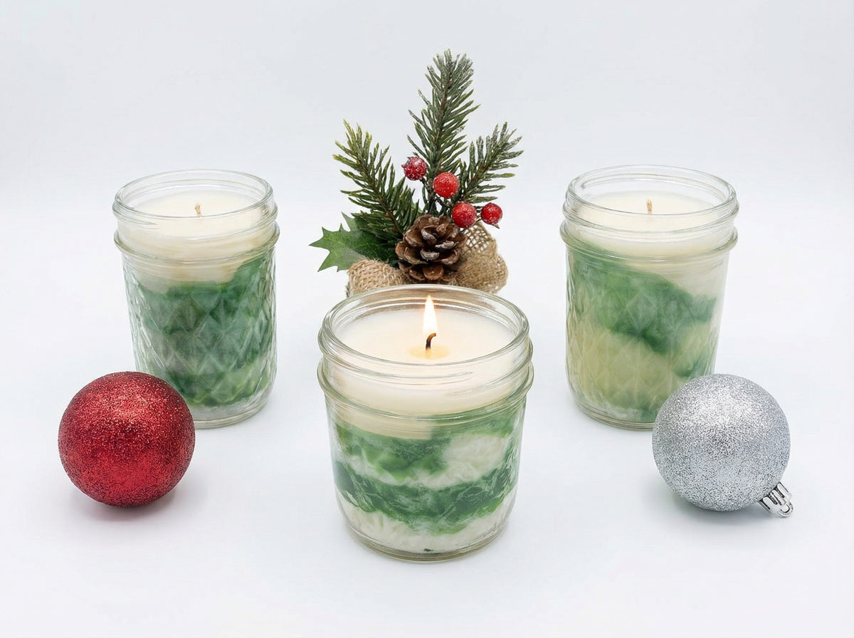 Rustic Holiday Candle Set | Mason Jar Candles | Farmhouse Christmas Decor